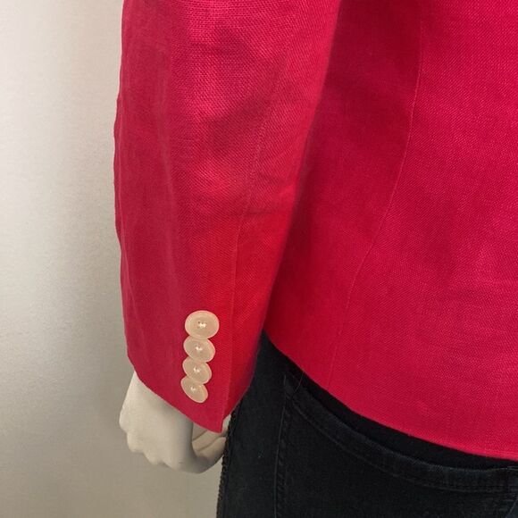 Chaps Ralph Lauren Hot Pink Linen Blazer Jacket Size 4 - Picture 4 of 6